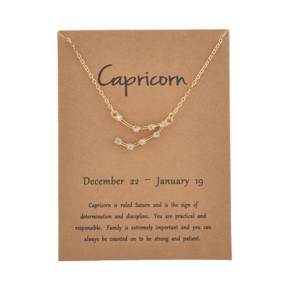 Capricorn Rhinestone Constellation Astrological Necklace